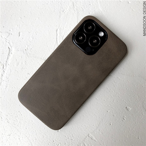 Brown — Synthetic Leather Retro Vintage 78 15, 14, 13, 12, 11 iPhone Case