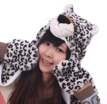 Шляпа длинная белая леопард сиамская шляпа толстая теплая шляпа зима