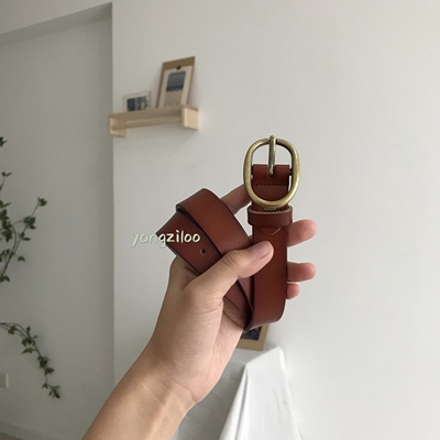 YANGZI 18秋冬 自制 二层牛皮 耐磨耐用 复古做旧金属扣 三