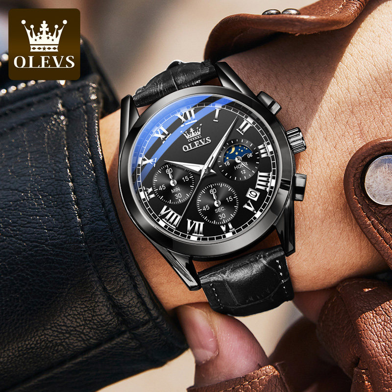Men's Quartz Watch Automatic Mechanical Leather Strap For Men_voghion.com