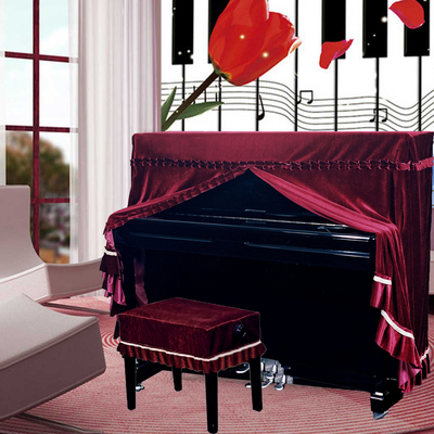 韩国加厚丝绒钢琴罩钢琴全罩布艺高档钢琴套钢琴防尘罩琴凳罩欧式