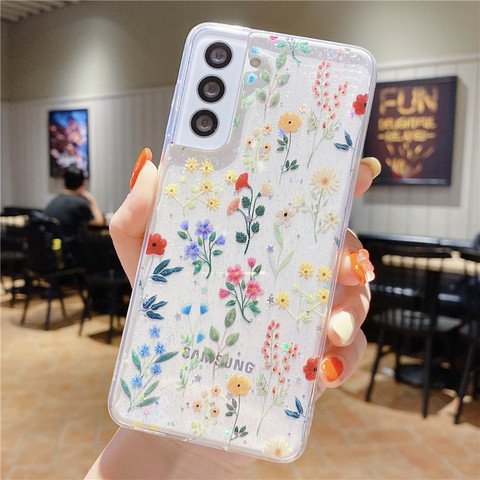 Girls Flower Pattern Silicone TPU S23, S23 Plus, S23 Ultra, S22, S22 Plus, S22 Ultra, S21, S21 Plus, S21 Ultra, Note 20, Note