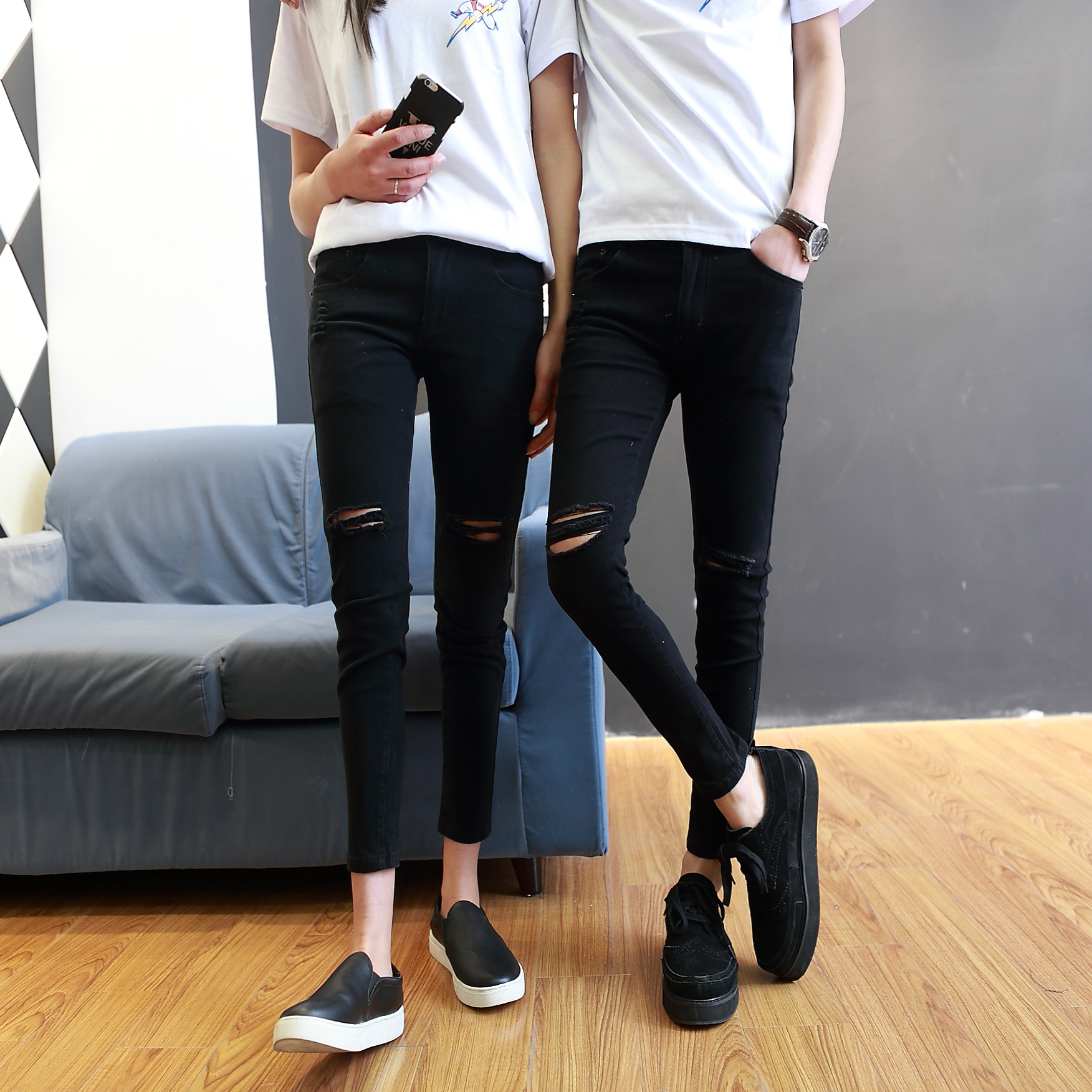 l'été de la marée jeans des hommes petits pieds slim version coréenne de joker recadrée pantalons petits pantalons pieds trou de 8 huit pantalon cassé cuivre l'été de la marée jeans des hommes petits pieds slim version coréenne de joker recadrée pantalons petits pantalons pieds trou de 8 huit pantalon cassé cuivre