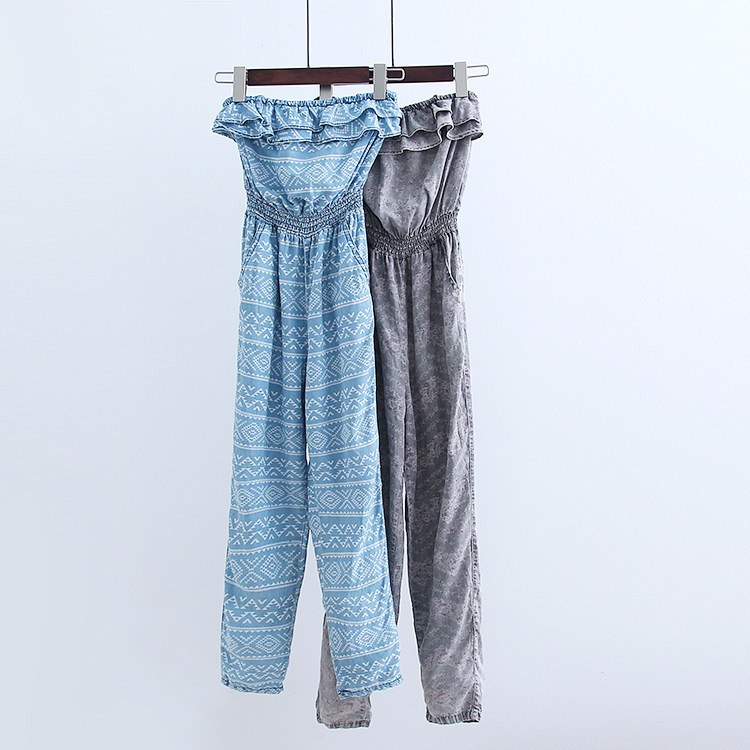 จั๊มสูท 2017夏季新款女装女孩小清新田园风花系连体裤休闲款裤子  