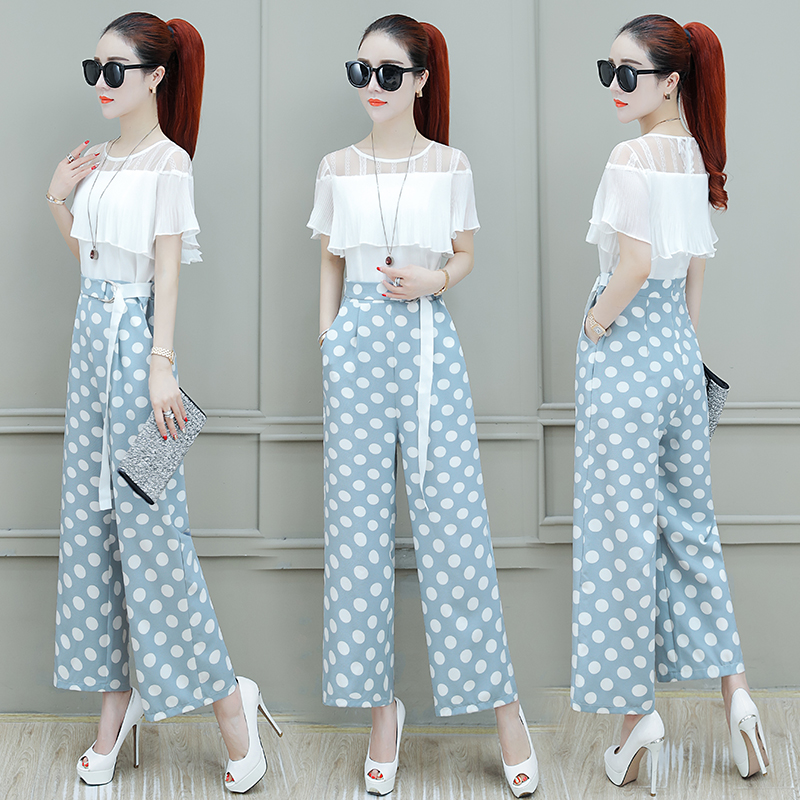 l'été 2019 populaires dame de jambe large pantalon de costume de la mode tempérament dames deux pièces de style occidental, moins l'âge de pantalon l'été 2019 populaires dame de jambe large pantalon de costume de la mode tempérament dames deux pièces de style occidental, moins l'âge de pantalon