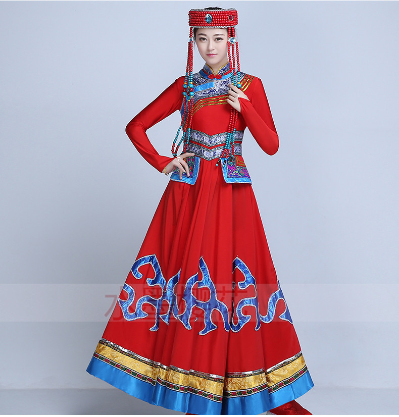 新款蒙古服裝少數民族表演服藏族大擺裙長裙演出服成人舞蹈女裝
