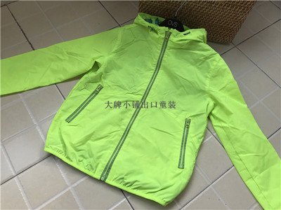 出口欧洲 男童 迷彩网眼 荧光 连帽 夹克 防风衣 运动服