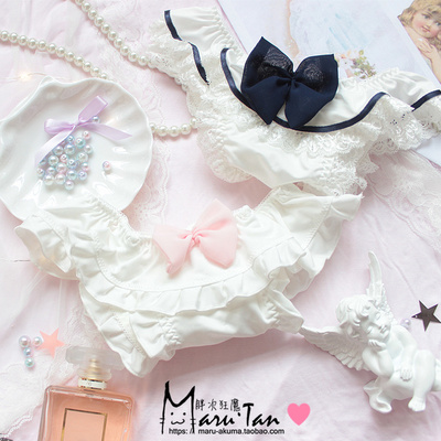 夏季pink牛奶丝ab白色内裤超薄速干透气蕾丝档纯棉日系甜美少女-淘宝网