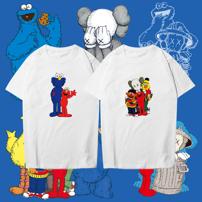 sesame street t-shirt pour hommes à manches courtes lâche été la marque tide kaws commune de hip-hop de coton amoureux tenue féminine ins ultra-feu tops sesame street t-shirt pour hommes à manches courtes lâche été la marque tide kaws commune de hip-hop de coton amoureux tenue féminine ins ultra-feu tops