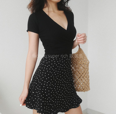 SUPER 复古荷叶边小碎花雪纺A字裙高腰半身裙女短裙沙滩度假风-淘宝网