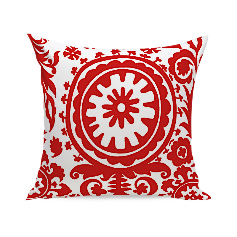 INS Red Nordic Geometric Pillow Cushion Double-Sided Velvet Sofa Pillow Bedside Backrest Simple Bay Window