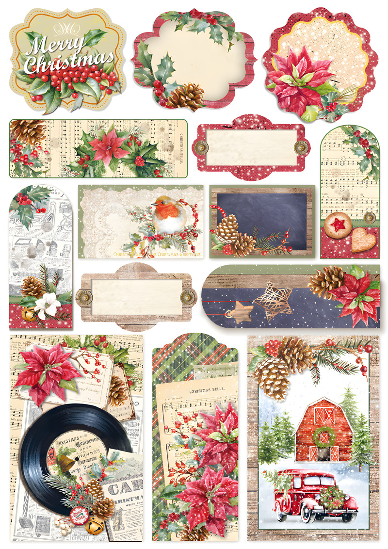 Junkjournal Retro Journal Stickers Decoration Hand Ledger Sticker Christmas Atmosphere