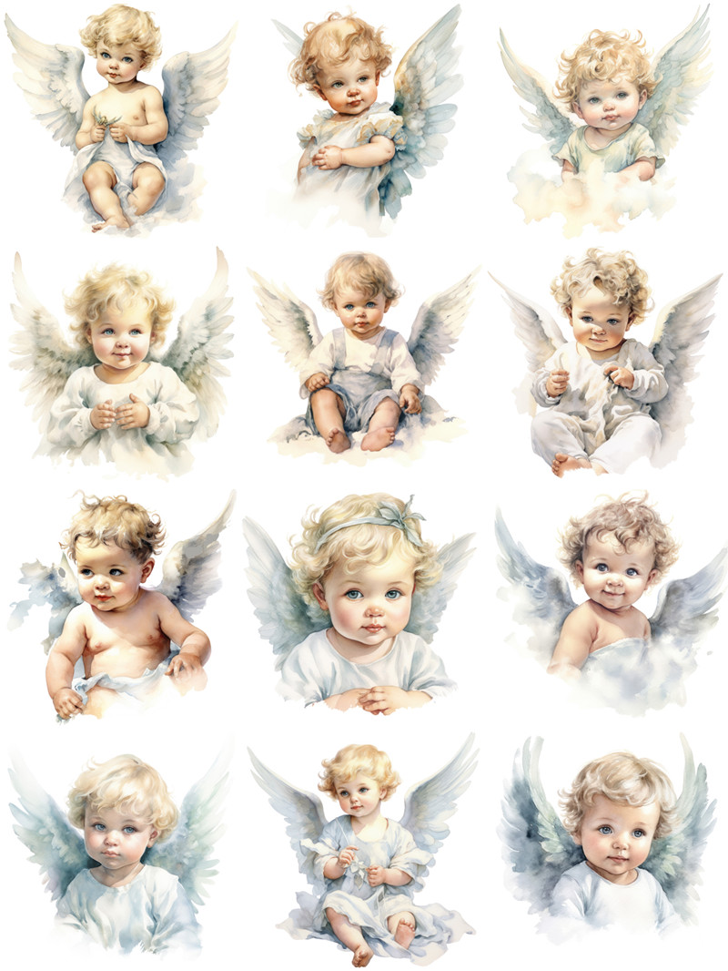 Junkjournal Vintage Journal Stickers Decorative Hand Ledger Sticker Angel Baby