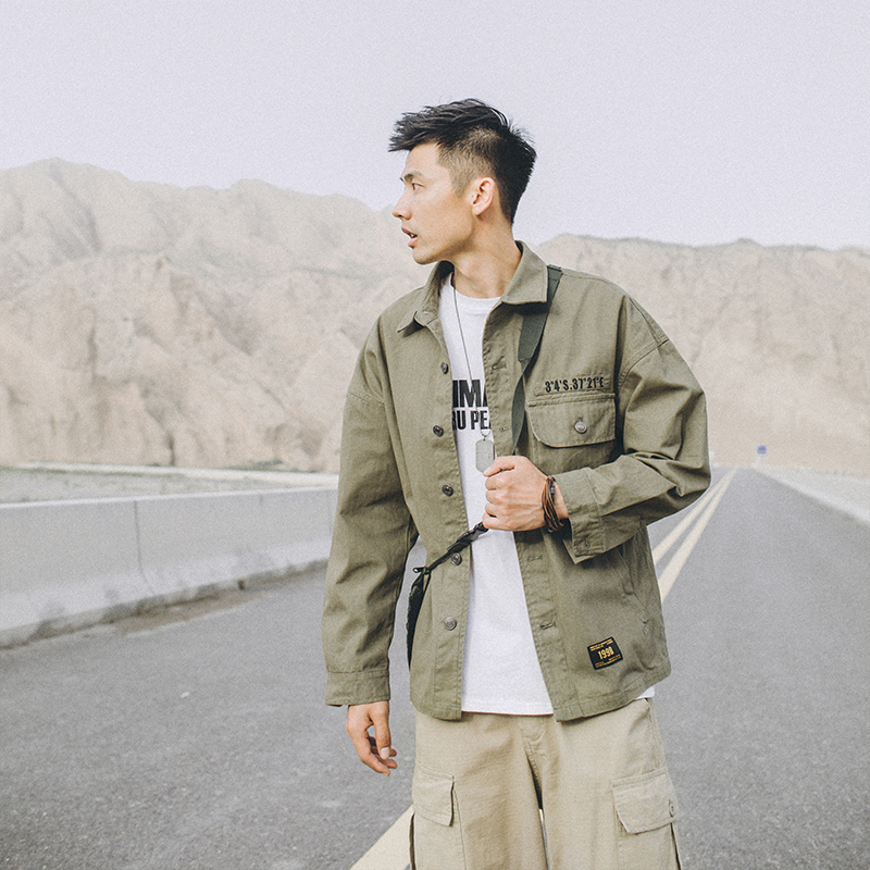 Lv Xiaohu's original Japanese retro jacket tooling jacket men ins Hong Kong fashion brand embroidered lapel jacket tide