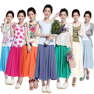 2013新款韩版波西米亚大摆裙沙滩裙 女半身裙 半身长裙