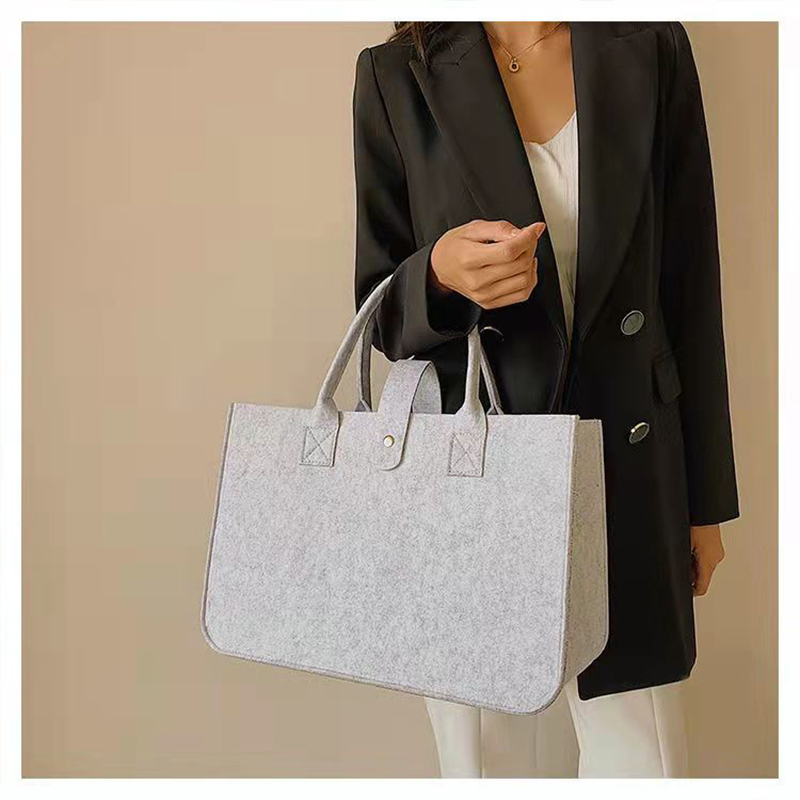 New Handbag Women's Handbag Shopping Bag Large Capacity Open Fashion Felt Hand Bag Shopping Bag Customization