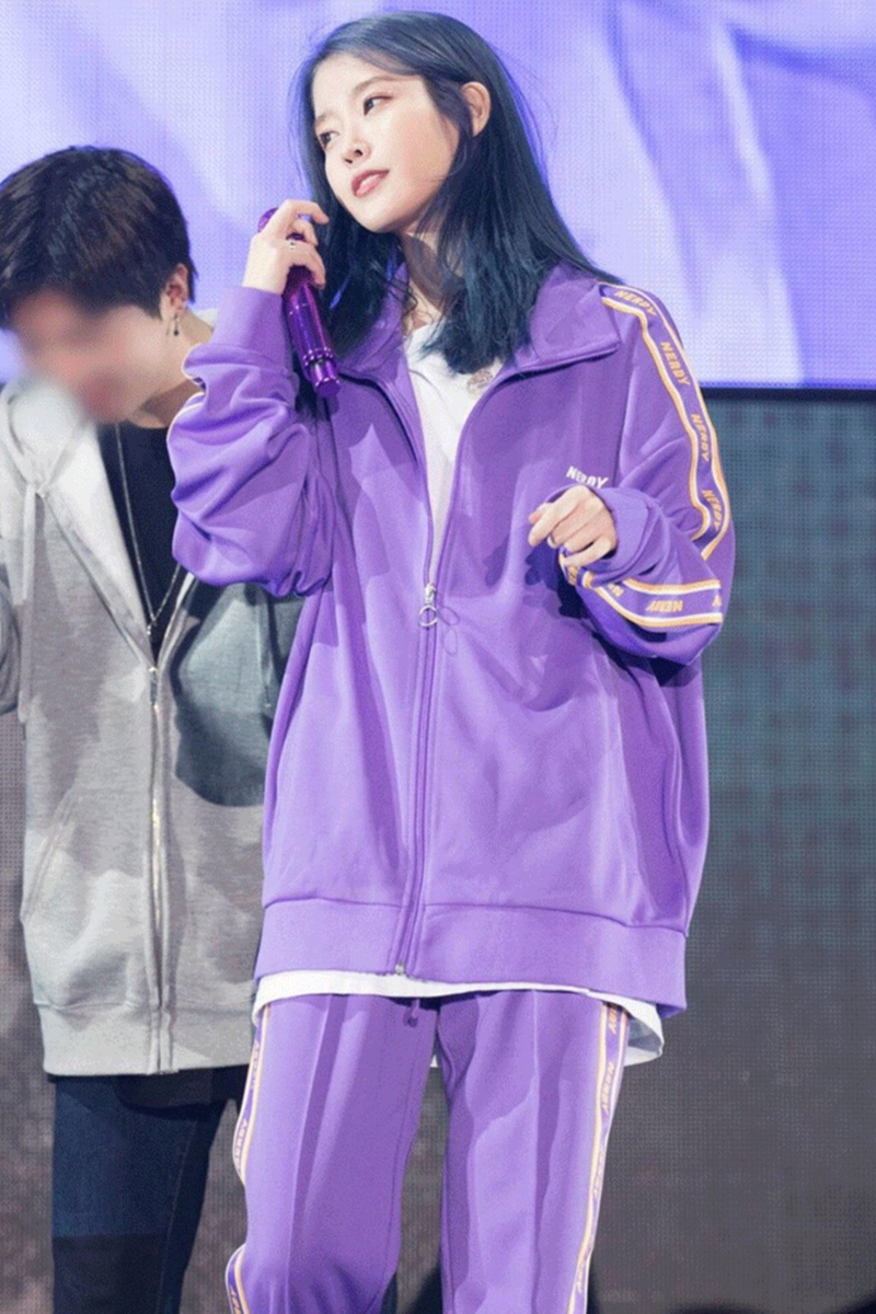 iu李智恩同款紫色运动服套装秋冬宽松cosplay女装