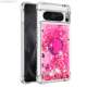 Girls Phone Cases Covers Shiny Liquid Quicksand Glitter Bling Silicone TPU With Ring Finger Holder Kickstand Google Pixel 8, Pixel 8 Pro,