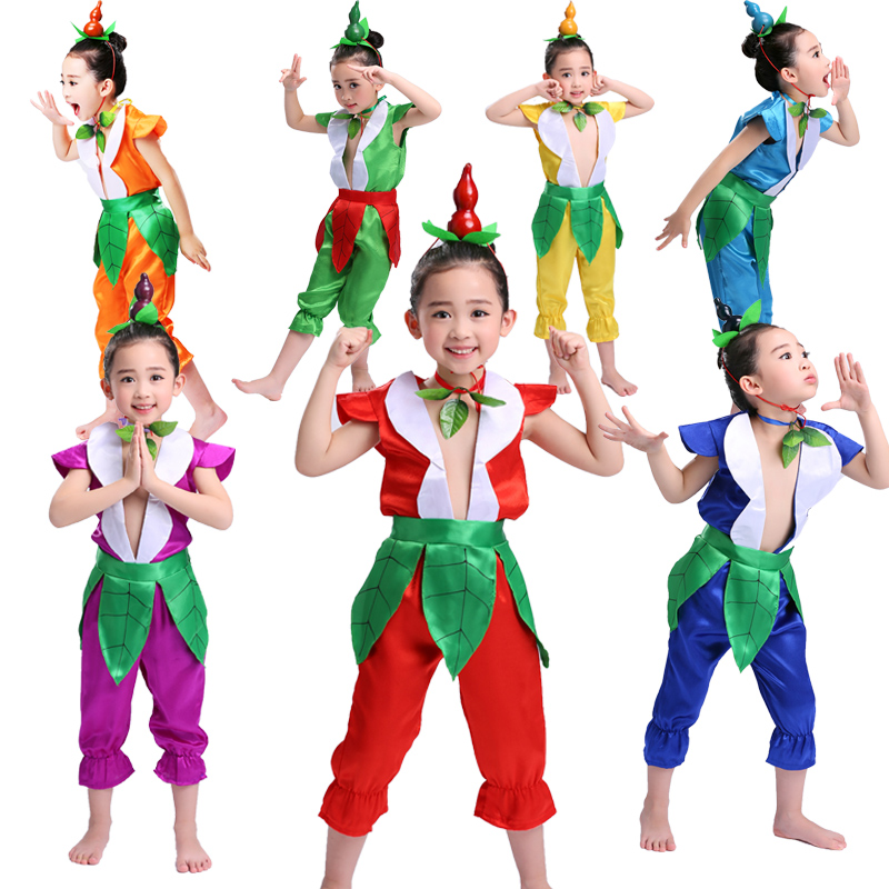 儿童葫芦娃演出服六一服装幼儿园卡通环保男女童成人葫芦娃表演服