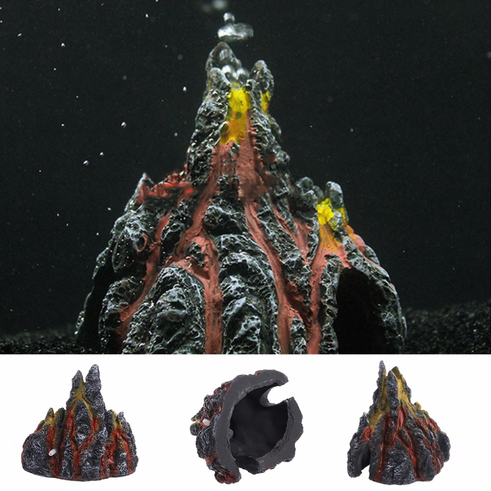 Free Shipping Simulation Volcano Synthetic Resin Mountain Ornament Furnishing Fish Tank Landscape Aquarium Decorative Rockery