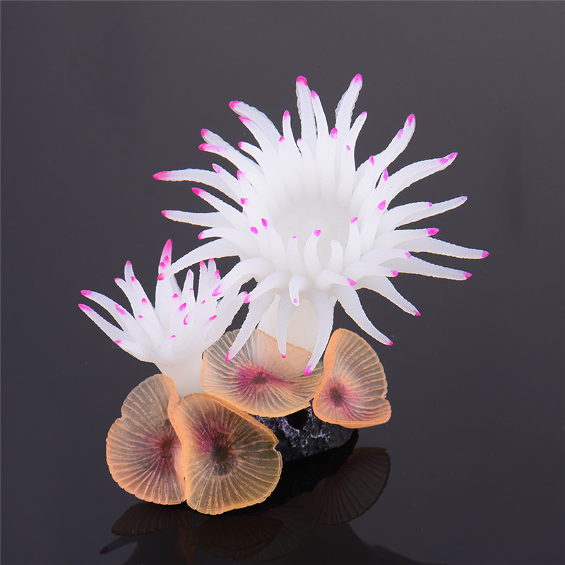 Aquarium White Flower Artificial Coral Combination Fish Tank Landscape Underwater Soft Coral Artificial Sea Tree Silicone