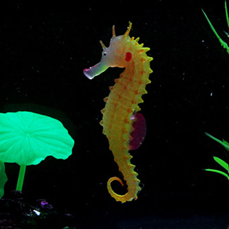 Simulation Marine Animal Ornamental Fish Jellyfish Seahorse Multi-Color Optional Fish Tank Landscaping Decorations Soft Silicone Seahorse