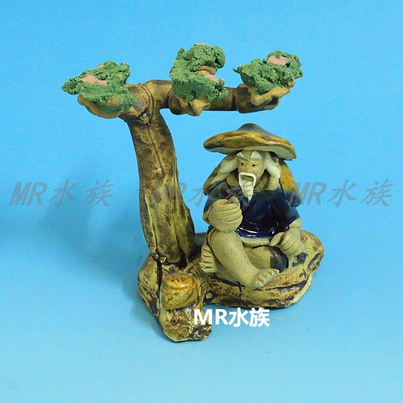 Ceramic Three-Person Group Two-Person Group Playing Chess Rockery Bonsai Fish Tank Decoration Old Man Aquarium Landscaping Decoration