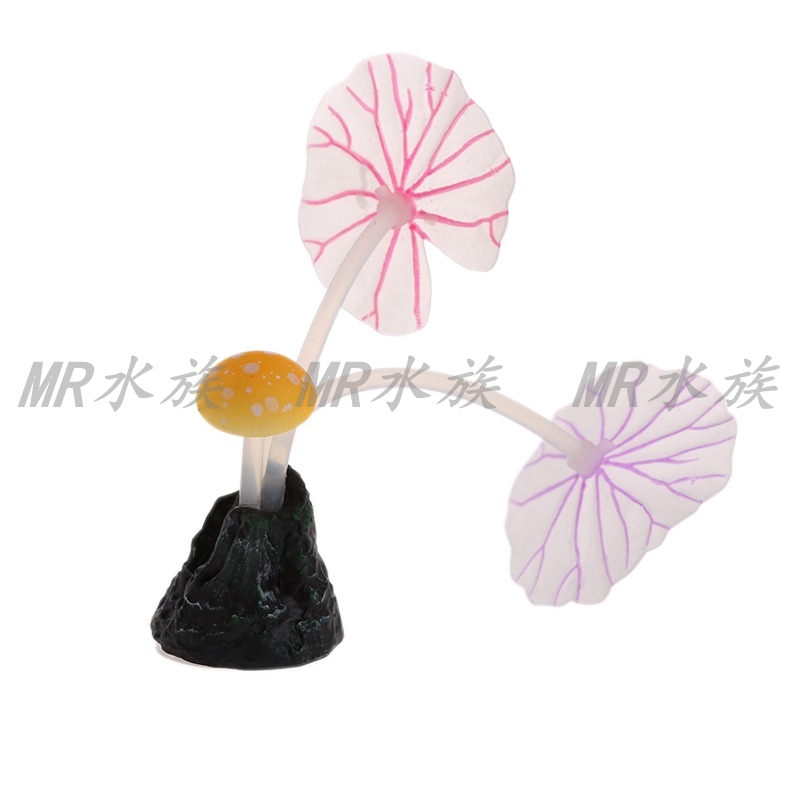 Aquarium Fish Tank Landscape Simulation Lotus Lotus Leaf Mushroom Luminous Fluorescent Fish Tank Ornament Cute Style