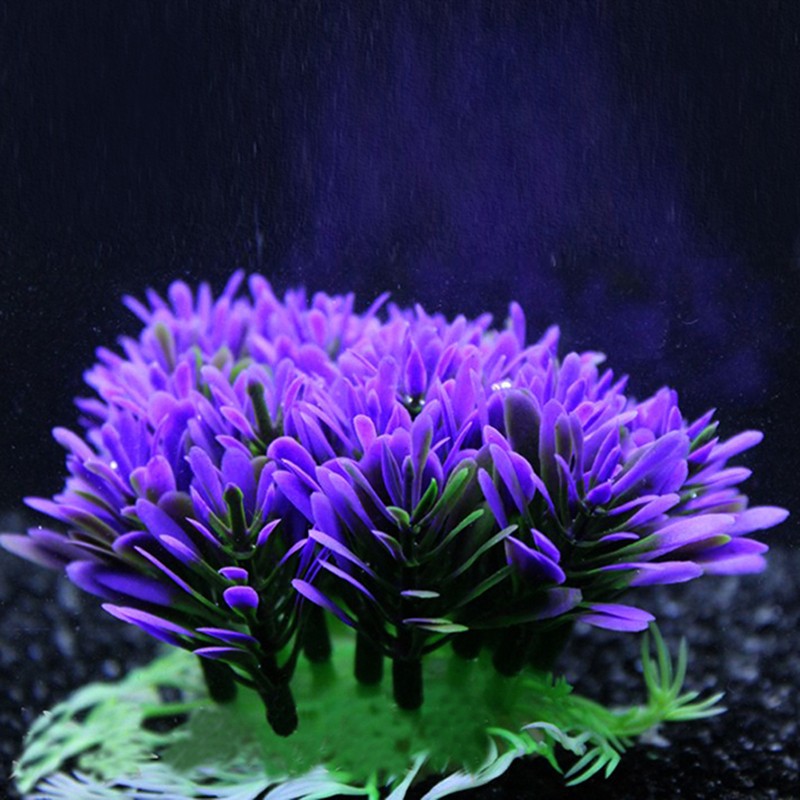 Fish Tank Scenery Decoration Aquarium Accessories Simulation Water Grass Flower Fish Tank Plant Package Small Grass Purple