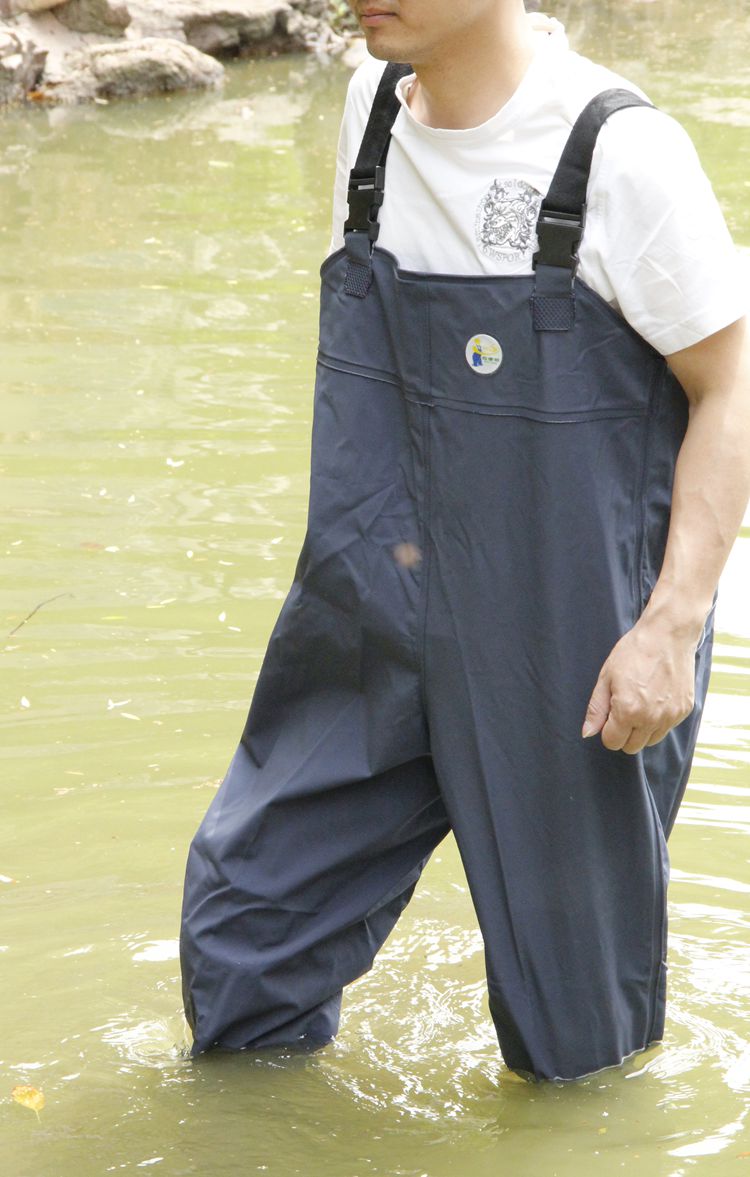 正品渔收半身叉下水裤背带裤 连体防水雨鞋雨裤 钓鱼服45/46/47码