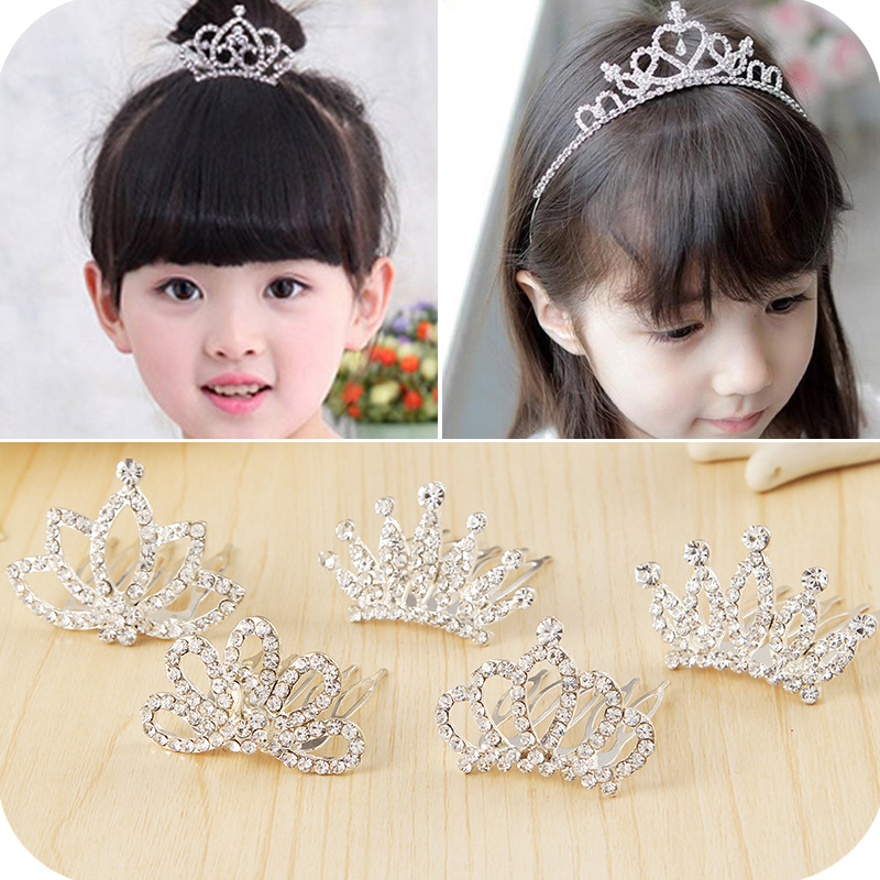 韓國飾品兒童皇冠頭飾公主可愛水鑽發箍女童發飾寶寶發梳卡小女孩