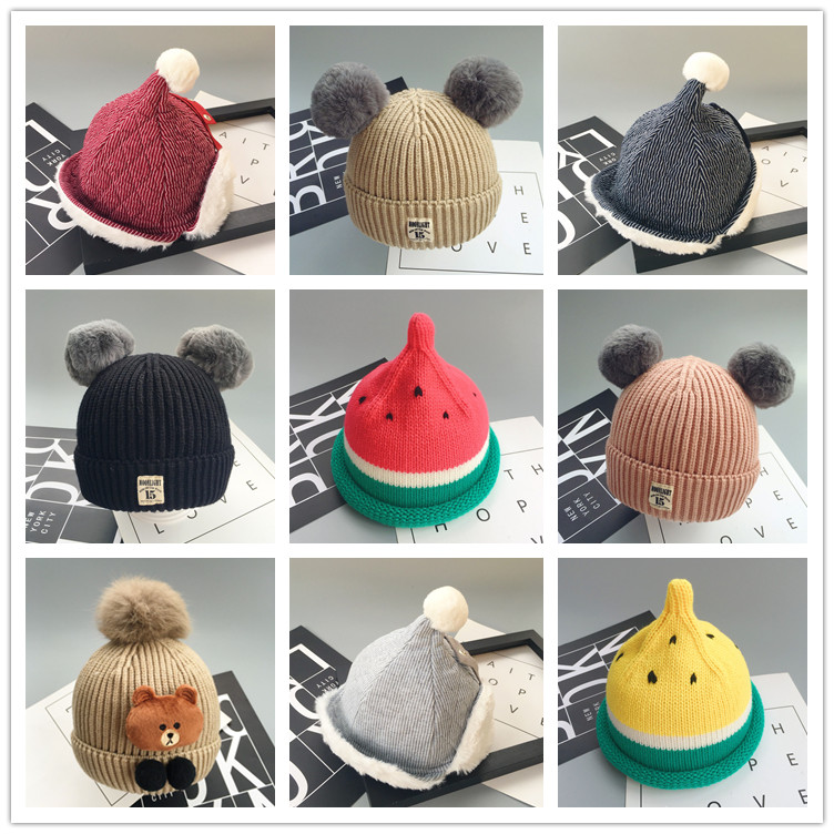 秋鼕寶寶帽子6-12個月嬰兒帽保暖帽1-2歲男女童加厚毛線帽子鼕季