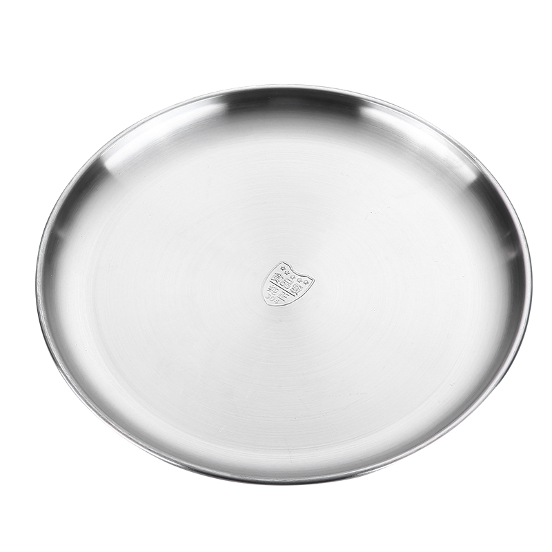 304 Korean Stainless Steel Barbecue round Plate Large Tray Thickened Hotel Fruit Plate Restaurant Bone Dish Buffet Plate