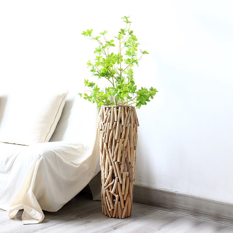 creative log hotel large vase decoration living room floor flower arrangement artificial flower simple modern light luxury decoration