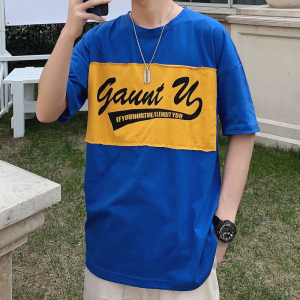 夏季短袖t恤男士潮流港风宽松2019新款潮牌五分半袖男七分ins衣服