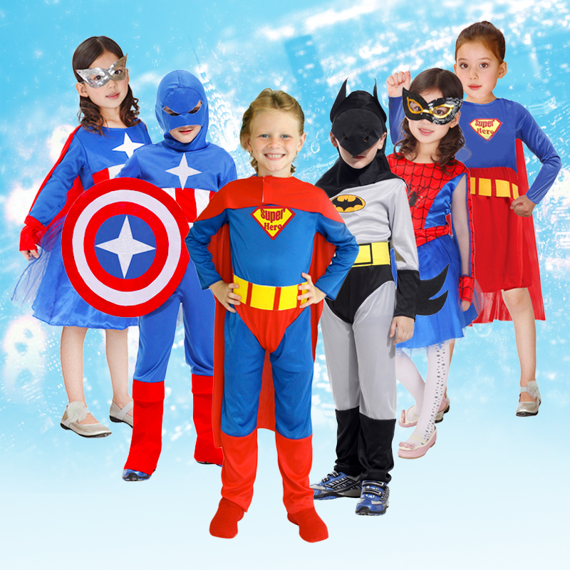 聖誕節兒童服裝男童女童美國隊長cosplay化妝舞會超人蝙蝠俠套裝