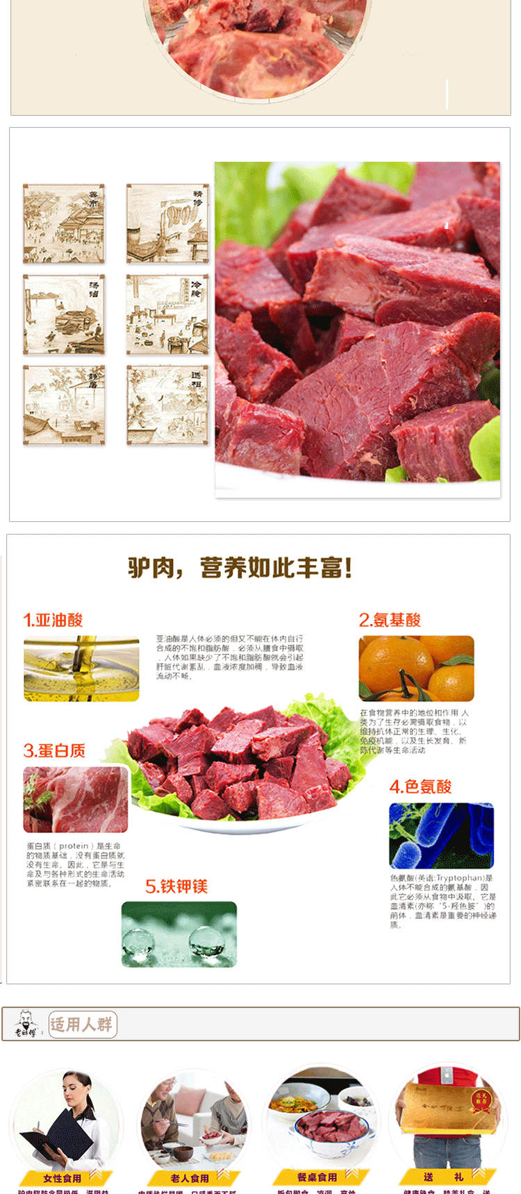 正宗老师傅怀府闹汤驴肉礼盒188克*4袋 礼盒装