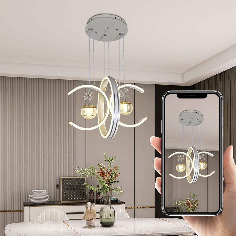 Modern Minimalist Style Dining-Room Lamp 2023 New Chandelier White Stair Lights Three Lights Bedroom Light Lamp in the Living Room Le