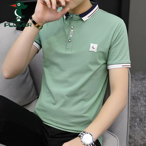 Plover2019新品男装短袖T恤男夏装新纯棉纯色翻领休闲POLO衫男P1