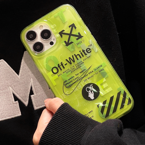 Green — OFF WHITE Silicone TPU 14, 13, 12 iPhone Case
