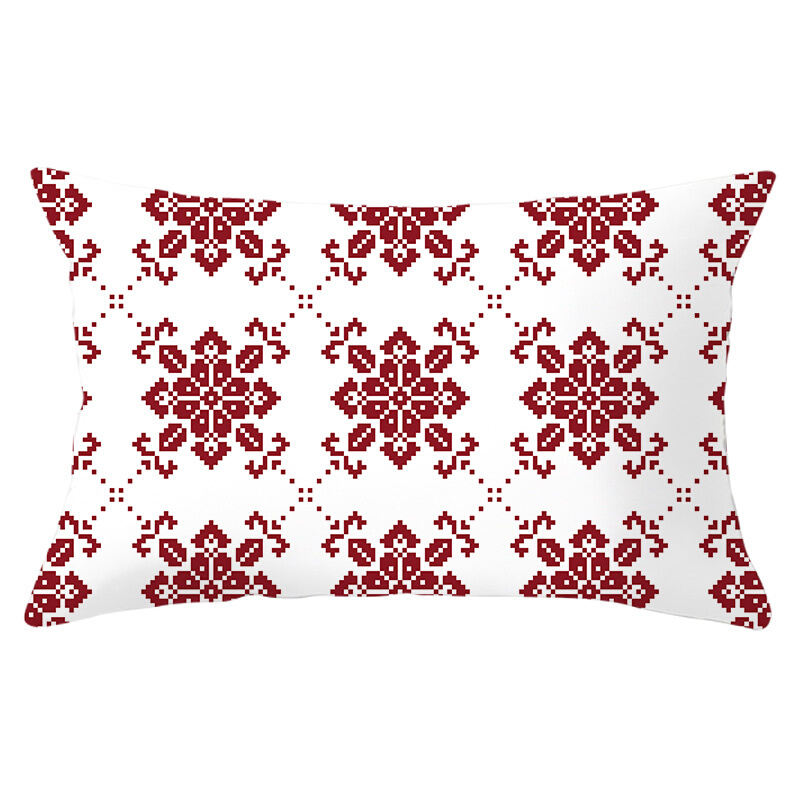 2023 New Christmas Red Series Peach Skin Fabric Lumbar Cushion Cover Home Ornament Sofa Cushion Cover Pillow?