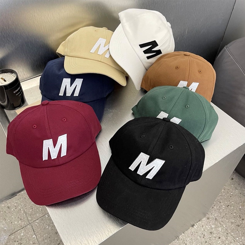 Korean Ins Internet Hot Fashion Brand M Letter Peaked Cap Men and Women Street Fashion All-Match Soft Top Baseball Cap Sunshade