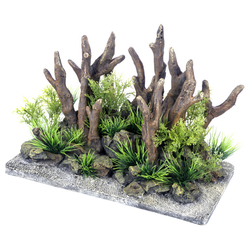 Fish Tank Decorations Rockery Shrub Stone Forest Integrated Landscape Modeling Aquarium Size Set Set Hot Sale