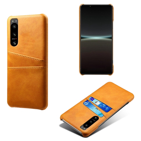 Orange — 5 IV Dual Card Holder Synthetic Leather Sony Xperia Phone Case