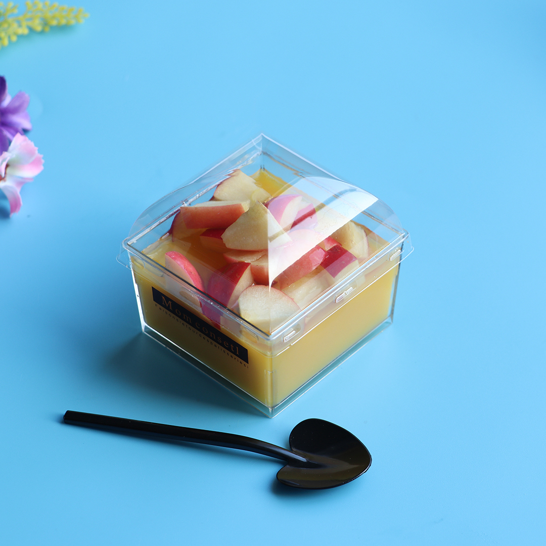 Square Mousse Cup Square Mousse Desser Cup Cup Cake Cup Pastry Cup Tiramisu Cup Fruit Cup with Lid