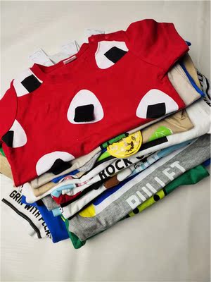 原单微瑕 90码出口日本男女宝宝纯棉圆领短袖