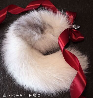 限时特价包邮 呆萌40cm灰白色真毛狐狸尾巴 肛塞尾巴成人用品-淘宝网