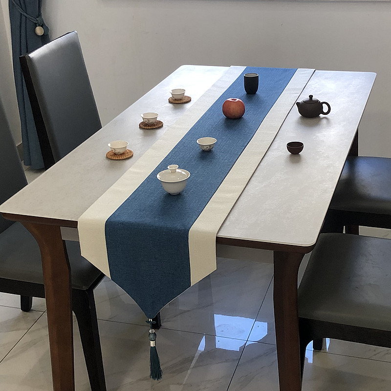 Cotton and Linen New Chinese Style Simple Zen Table Runner Coffee Table Placemat Seats Japanese Tea Flags Light Luxury Strip Retro Heat Insulation