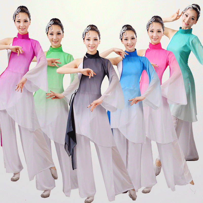 2017新款古典舞演出服女成人幼兒童扇子舞傘舞表演服民族舞蹈服裝
