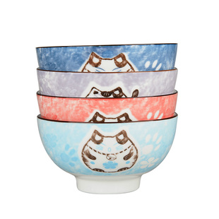 雅诚德碗单个招财猫碗盘子日式可爱陶瓷餐具套装家用组合吃饭碗碟